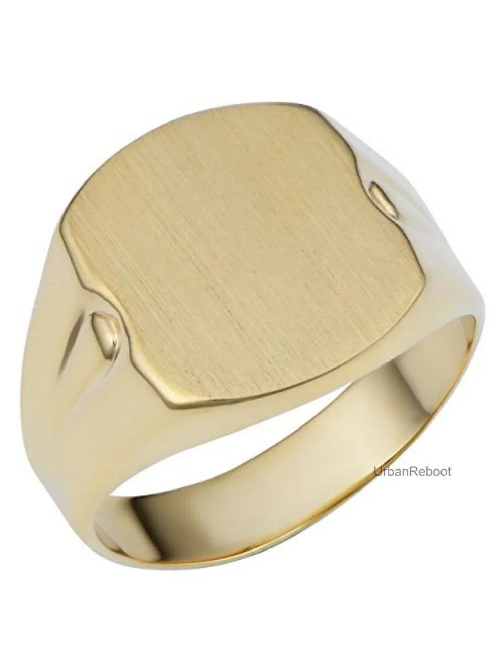 14k Yellow Gold Cushion Signet Ring Unisex 14 mm